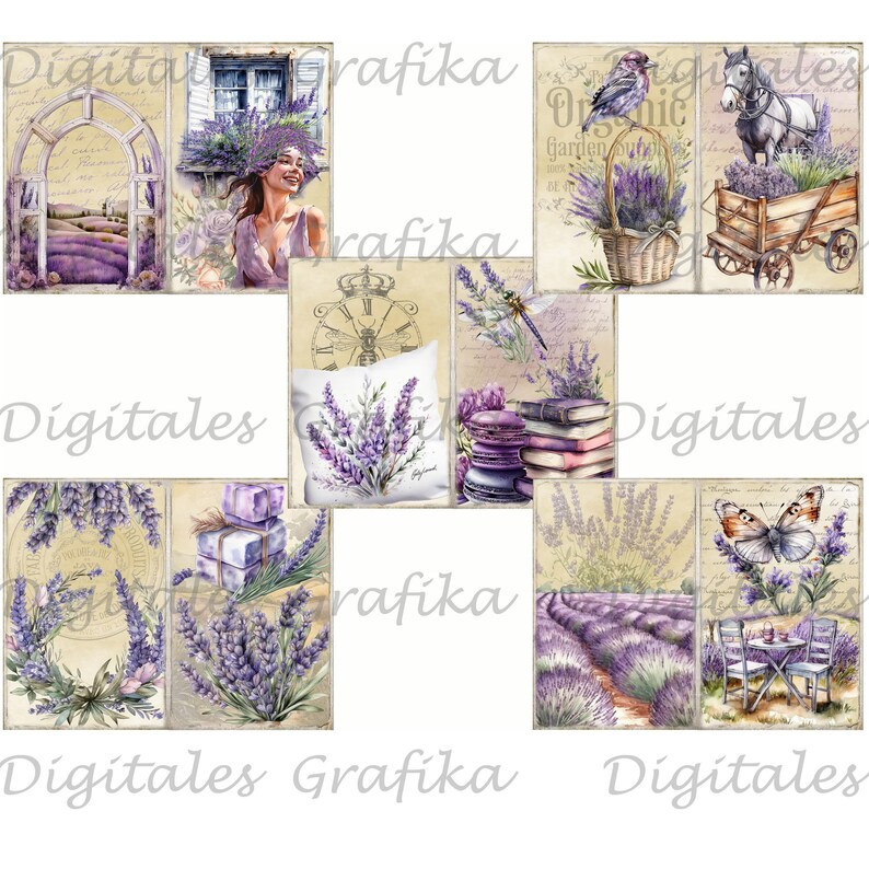 Lavender Farm Junk Journal Kit, Digital, Printable, Download
