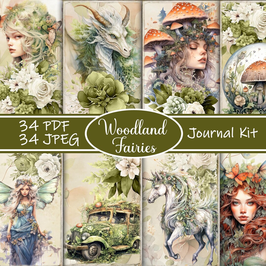 Woodland Fairies Junk Journal Kit, Fairy Printable Ephemera, Forest ...