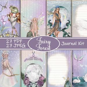 Fairy Forest Junk Journal Kit - Woodland Fairies, Fantasy Ephemera, Digital Download, Printable Journal Pages, Scrapbooking Kit