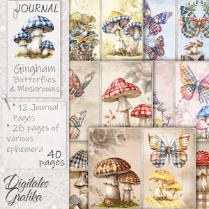 Kit de carnets PAPILLONS ET CHAMPIGNONS VITAN, Journal indésirable Vichy, Pages de carnet, fleurs, imprimable, album fantaisiste