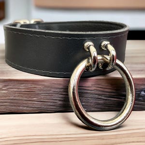 Leather choker  Stitched Leather I 35mm O Ring Collar Handmade l Real leather collar l O  ring choker l fashion leather choker Owned collar