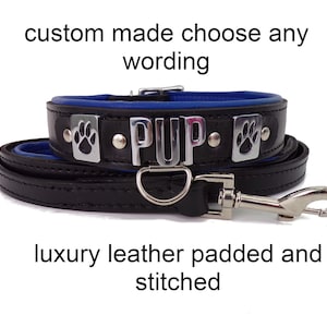 Pup Play Collar And Leash Set I Choose Your Own Words I Pet Play Gear I 30mm Wide l Handmade Pup Gear Human Pup Collar
