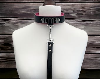 Kitten Leather Collar and Lead l kitten Collar and Leash l Padded Leather Collar and Lead l Custom Made Leather Collar