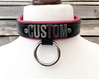 Real Leather Collar Choker with Hanging O Ring I Custom Made Collar I Padded Leather Collar 30mm wide l Genuine Leather Choker Handmade