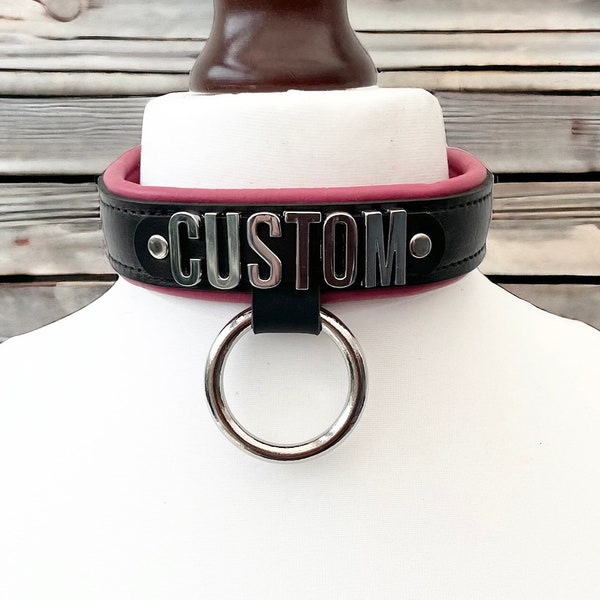 Real Leather Collar Choker with Hanging O Ring  I Custom Made Collar I Padded Leather Collar 30mm wide l Genuine Leather Choker Handmade