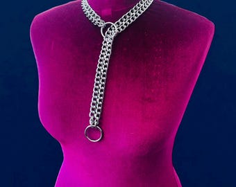 Slip chain choker | Necklace | Choker Necklace | Nickel Free steel o ring Double Chain necklace choker collar heart slip chain choker dcsc