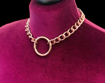 Chain Choker Necklace Gold tone With O ring Choker Necklace I  Custom Choker l Owned Discreet Day Collar necklace choker | CC_O_GL