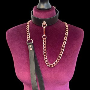 Leather Choker & leash| Leather Collar And Iridescent Rainbow Chain Lead Set I Quality Leather I Quality Handmade Collar and Lead | CL_D_RB