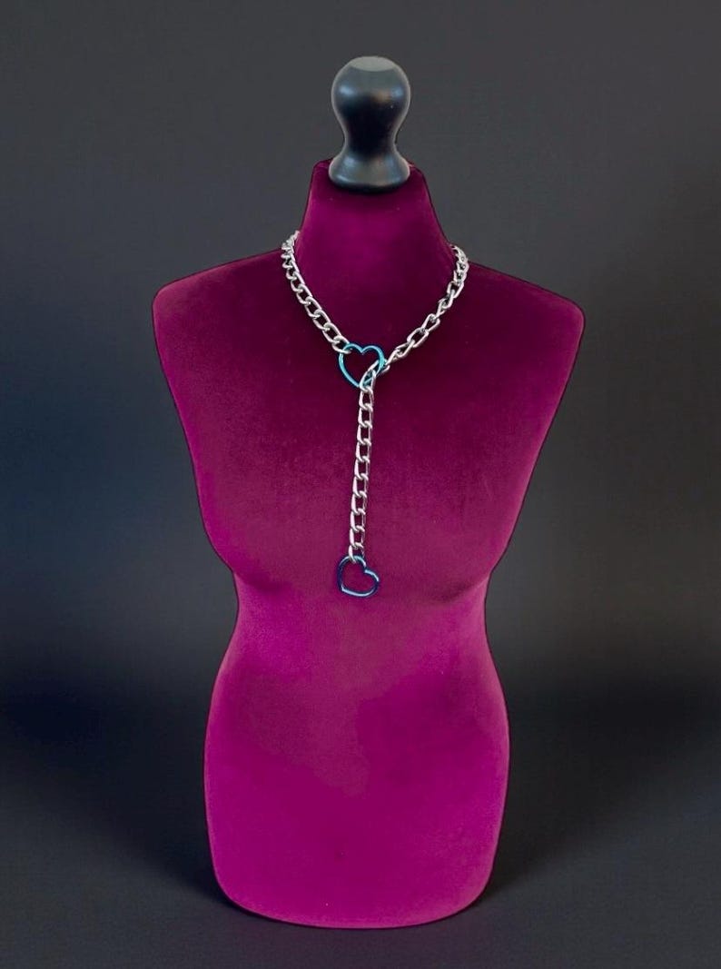 Slip Chain Choker | Pink Heart Choker Necklace High Quality Solid ...