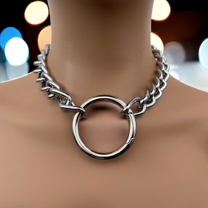 Oversized Chain Day Collar With O Ring| Owned Chain Choker Collar Punk Chain Choker