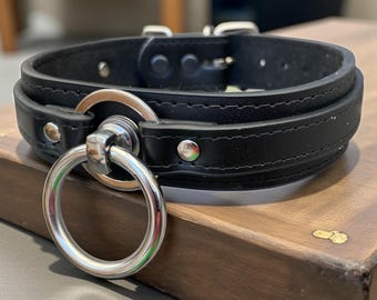 leather Collar choker lined collar I 30mm Wide 30mm Centre O with Pull Ring Handmade quality Locking Necklace real leather choker ssprc
