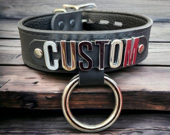 good girl Collar Choker with Hanging O Ring  I Custom Made choker I lined Leather Collar 30mm wide l Genuine Leather personalised collar