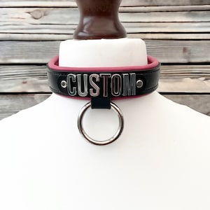 Real Leather Collar Choker with Hanging O Ring I Custom Made Collar I Padded Leather Collar 30mm wide l Genuine Leather Choker Handmade image 2