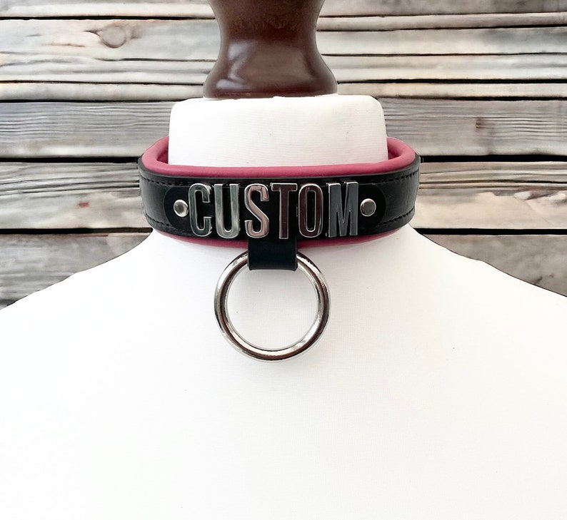 Real Leather Collar Choker with Hanging O Ring I Custom Made Collar I Padded Leather Collar 30mm wide l Genuine Leather Choker Handmade image 2