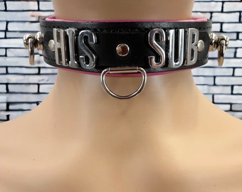 Genuine leather fetish bondage collar l his sub collar padded lockable collar l slave bondage fetish choker