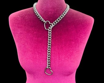 Day collar Slip chain choker | Necklace | Heart Choker Necklace | Nickel Free gold tone | Heart Chain heart necklace choker collar