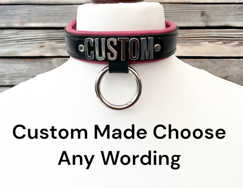 Real Leather Collar Choker with Hanging O Ring I Custom Made Collar I Padded Leather Collar 30mm wide l Genuine Leather Choker Handmade image 7