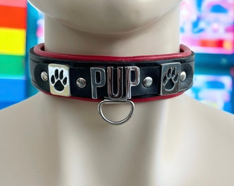 Pup Play Collar l Real Leather Collar Choker l Custom Made Puppy Play Collar l Personalised Pup Collar l Pup Gear Collar Puppy Pride