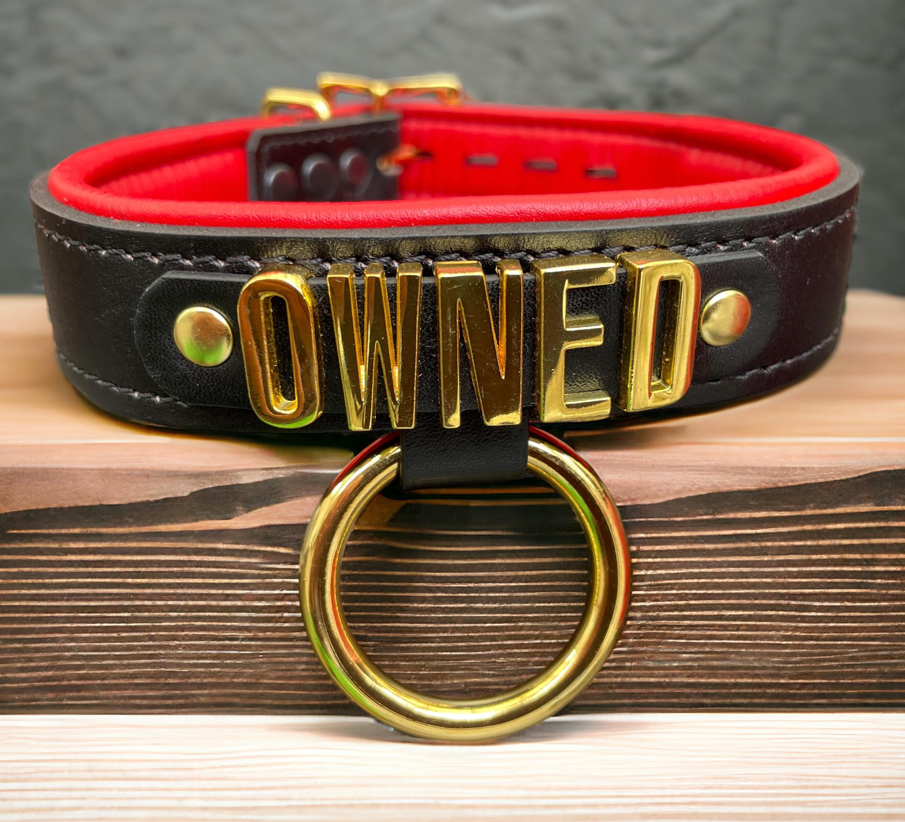 Owned Real Leather Collar With Hanging O Ring 35mm I Custom Handmade Padded Collar 30mm Wide Ownership Chocker I Rose Gold or Gold Hardware Etsy