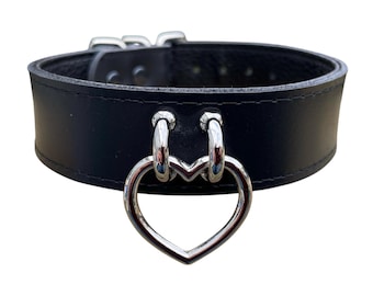 Leather choker  Leather collar I heart choker Collar Handmade l Real leather collar O ring choker l fashion leather choker good girl collar