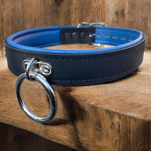 Choker kwaliteit leer I choker kraag zwart gewatteerd en gestikt leer I 35 mm O-ring sluitkraag Handgemaakte leren halsband choker