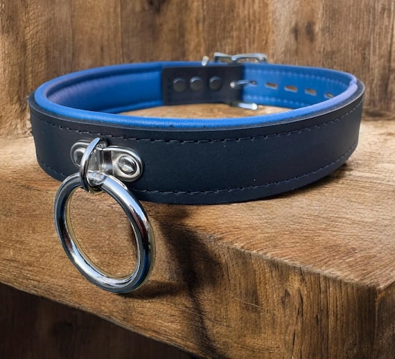 Choker Quality Leather I Choker Collar Black Padded & Stitched Leather I 35mm O Ring Locking Collar Handmade leather collar choker