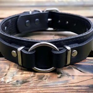 Genuine leather choker with o ring l real leather collar hand made owned l layered o ring collar unique design unisex collar