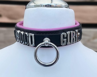 Good Girl Collar l Genuine leather collar I Choose Your Word I 30mm Wide 20mm Letters Quality Handmade leather Choker Collar I Custom Collar