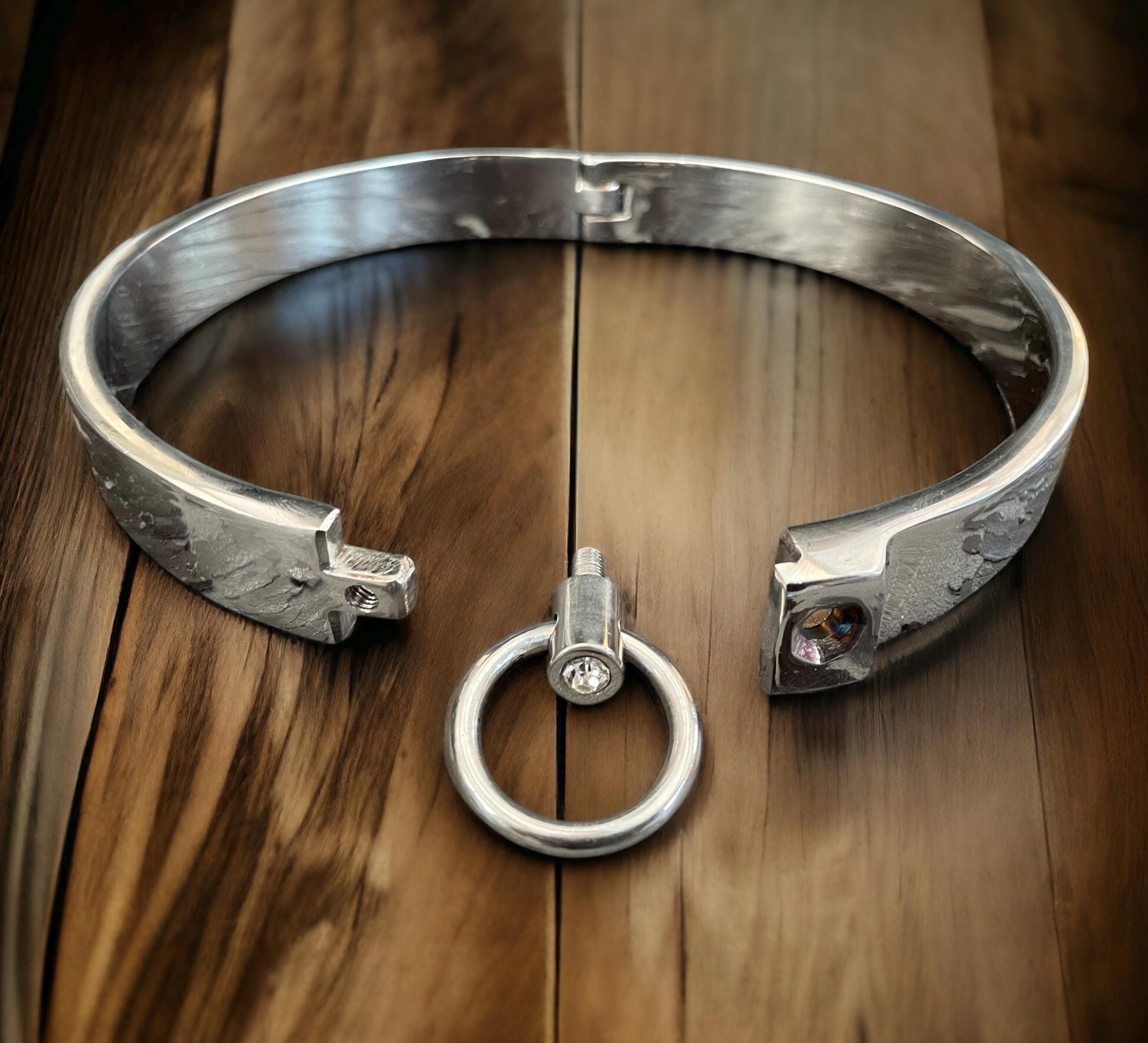 BDSM Silver Stainless Steel collar, eternity collar, easy fit collar, bondage collar, bondage gear, O ring, BDSM play, bondage play ssc1