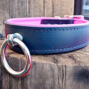 Leather Choker I Choker Collar Black Padded & Stitched Leather I stainless steel O Ring Locking Collar 30mm wide Handmade