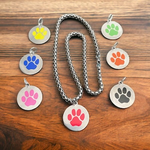 Human Puppy collar with stainless steel paw print tag and stainless steel chain  puppy play gear gay puppy gear