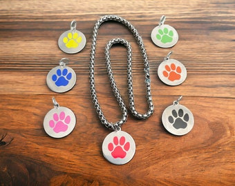 Human Puppy collar with stainless steel paw print tag and stainless steel chain  puppy play gear gay puppy gear
