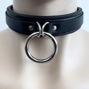 Leather Choker Collar Black I Quality Padded Stitched Layered Leather Lockable Collar Necklace 35mm Ring Handmade Red Jewelry Men or Women