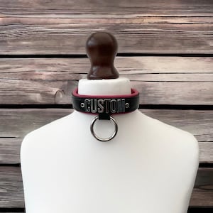 Real Leather Collar Choker with Hanging O Ring I Custom Made Collar I Padded Leather Collar 30mm wide l Genuine Leather Choker Handmade image 3