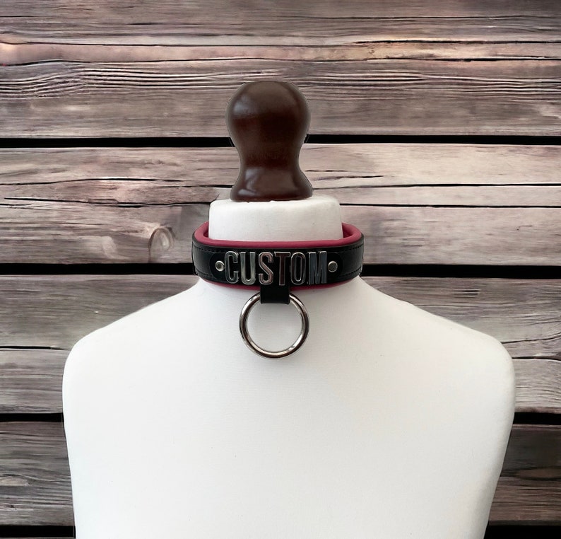 Real Leather Collar Choker with Hanging O Ring I Custom Made Collar I Padded Leather Collar 30mm wide l Genuine Leather Choker Handmade image 3