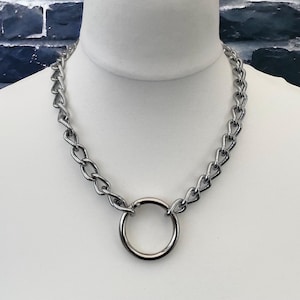 Discrete Chain Day Collar With O Ring I Chain Choker Collar Silver Link
