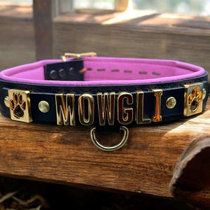 Pup Play Collar l Real Leather Collar Choker l Custom Made Puppy Play Collar l Personalised Pup Collar l Pup Gear Collar Puppy Pride I Gold