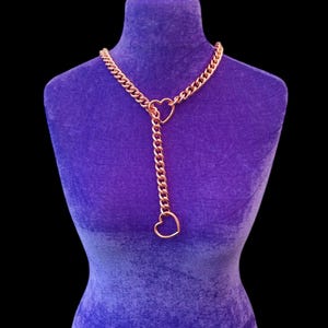 Slip chain choker | Necklace | Heart Choker Necklace | Nickel Free alloy rose  gold tone Heart Chain heart necklace choker collar day collar