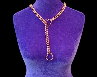 Slip chain choker | Necklace | Heart Choker Necklace | Nickel Free alloy rose  gold tone Heart Chain heart necklace choker collar day collar