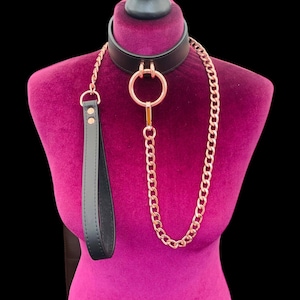 Leather Collar And Leash Set I Quality Leather 30mm Wide  35mm o ring leather choker and leash bondage collar and leash choker collar cl35o