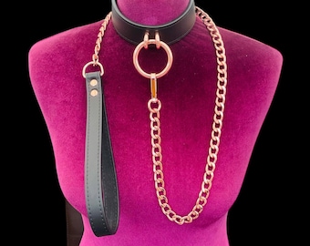 Leather Collar And Leash Set I Quality Leather 30mm Wide  35mm o ring leather choker and leash bondage collar and leash choker collar cl35o
