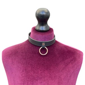 genuine leather choker |   Leather day collar choker Handmade Rose Gold Choker 20mm wide stitched and lined goth punk collar o ring collar