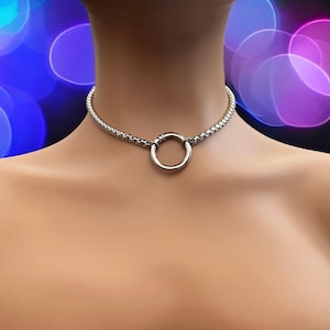 O Ring  Choker Necklace Stainless steel With Carabiner O ring Necklace I  Owned Discreet Day Collar necklace choker | CH_O_SIL