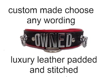 Custom Leather  Collar  Locking Choker I Choose Your Own Word I Quality Leather Gear I 30mm Wide 20mm Letters