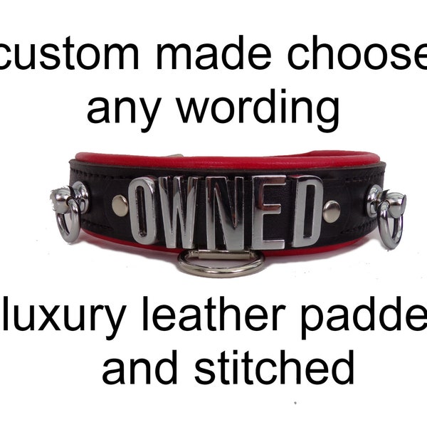 Custom Leather  Collar  Locking Choker I Choose Your Own Word I Quality Leather Gear I 30mm Wide 20mm Letters