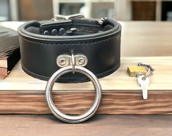Real Leather Choker 40mm O Ring I Custom Made Collar Padded Leather Collar Handmade Genuine Leather 60mm Wide Collar