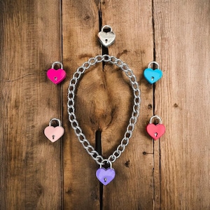 Heart Necklace Choker | Heart Padlock Choker Necklace I All Sizes Custom Choker l day collar discreet day collar heart collar mchpcc