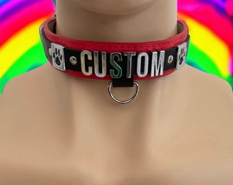Pup Play Collar l Faux Leather Collar Choker l Puppy Play Collar l Personalised Collar l Pup Gear Puppy Pride Handmade Custom Leather Collar