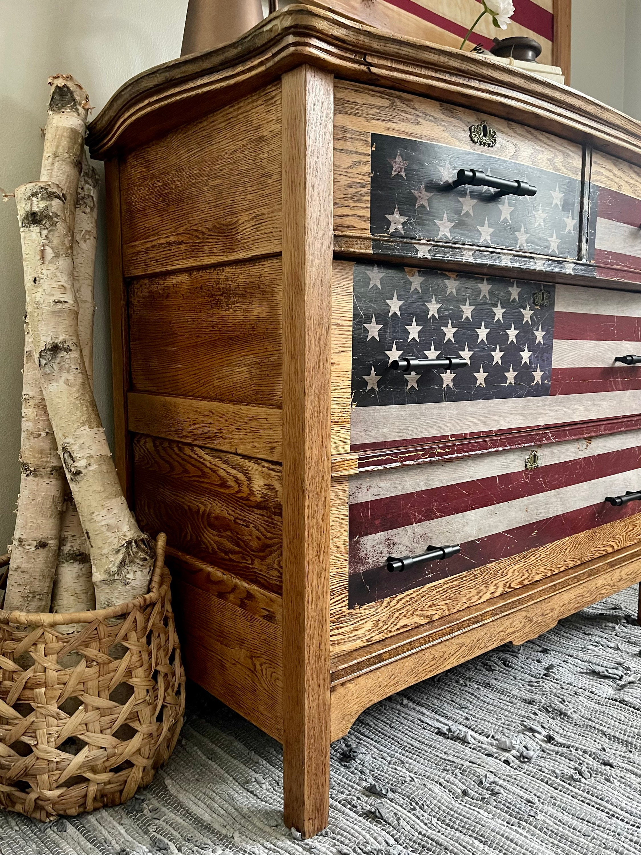 Antique Knapp Joint Dresser 18601900 American Flag Patriotic Etsy