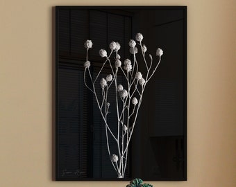 Minimalist Botanical Print: Dried Flower on Black (Digital Download)